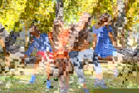 family sitting in tree